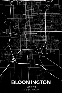 Bloomington Illinois City Map Print