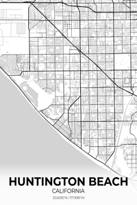 Huntington Beach California City Map Print