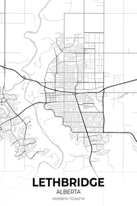 Lethbridge Alberta City Map Print