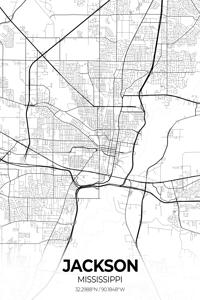 Jackson Mississippi City Map Print