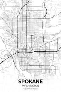 Spokane Washington City Map Print