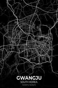 Gwangju South Korea City Map Print