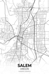 Salem Oregon City Map Print