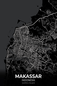 Makassar Indonesia City Map Print
