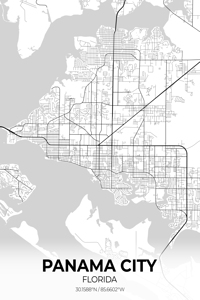 Panama City Florida City Map Print