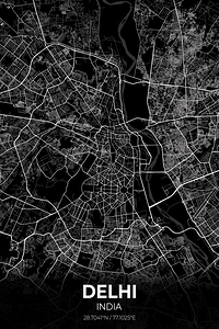 Delhi India City Map Print
