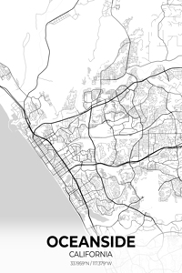 Oceanside California City Map Print