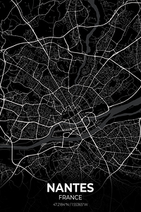 Nantes France City Map Print