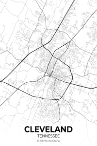 Cleveland Tennessee City Map Print