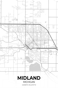 Midland Michigan City Map Print