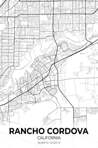 Rancho Cordova California City Map Print