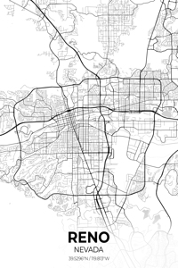 Reno California City Map Print