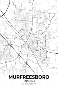 Murfreesboro Tennessee City Map Print