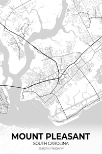 Mount Pleasant South Carolina City Map Print