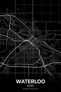 Waterloo Iowa City Map Print