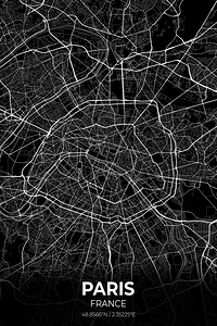 Paris France City Map Print