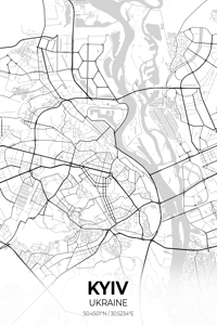 Kyiv Ukraine City Map Print