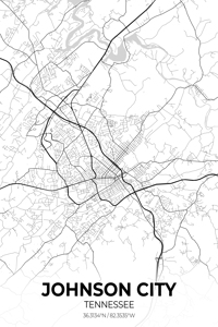 Johnson City Tennessee City Map Print