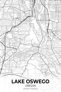 Lake Oswego California City Map Print