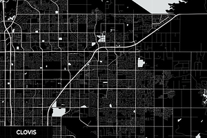 Clovis California City Map Print