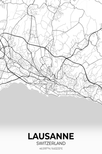 Lausanne Switzerland City Map Print