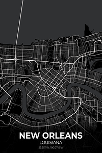 New Orleans Louisiana City Map Print