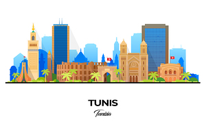 Tunis Tunisia City Skyline Print
