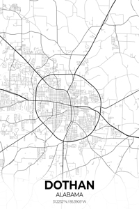 Dothan Alabama City Map Print