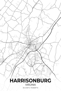 Harrisonburg Virginia City Map Print