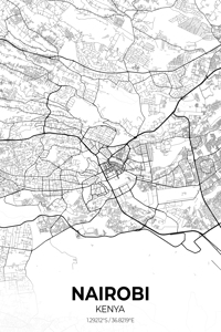 Nairobi Kenya City Map Print