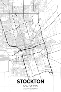 Stockton California City Map Print