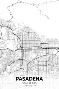 Pasadena California City Map Print