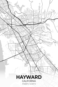 Hayward California City Map Print