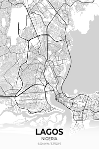 Lagos Nigeria City Map Print
