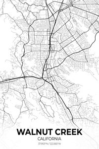 Walnut Creek California City Map Print