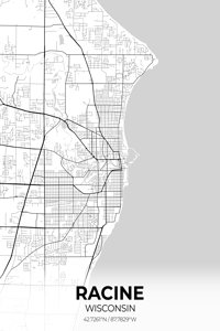 Racine Wisconsin City Map Print