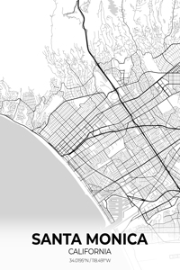 Santa Monica California City Map Print