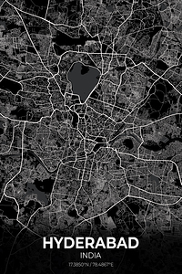 Hyderabad India City Map Print