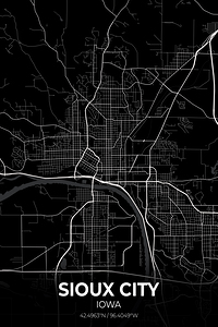 Sioux City Iowa City Map Print