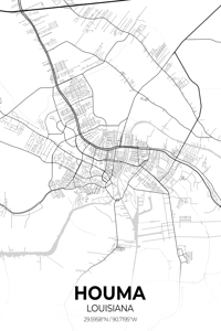 Houma Louisiana City Map Print