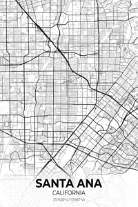 Santa Ana California City Map Print