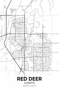 Red Deer Alberta City Map Print
