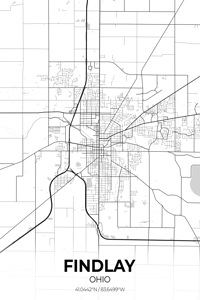 Findlay Ohio City Map Print