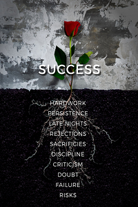 Success Rose Motivational Print