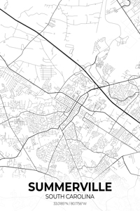 Summerville South Carolina City Map Print