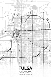 Tulsa Oklahoma City Map Print