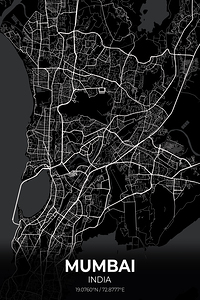 Mumbai India City Map Print