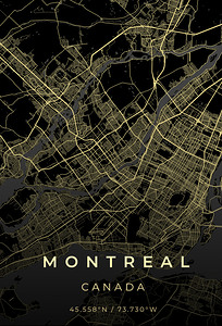 Montreal Quebec City Map Print