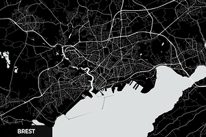 Brest France City Map Print