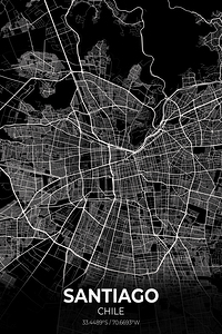 Santiago Chile City Map Print